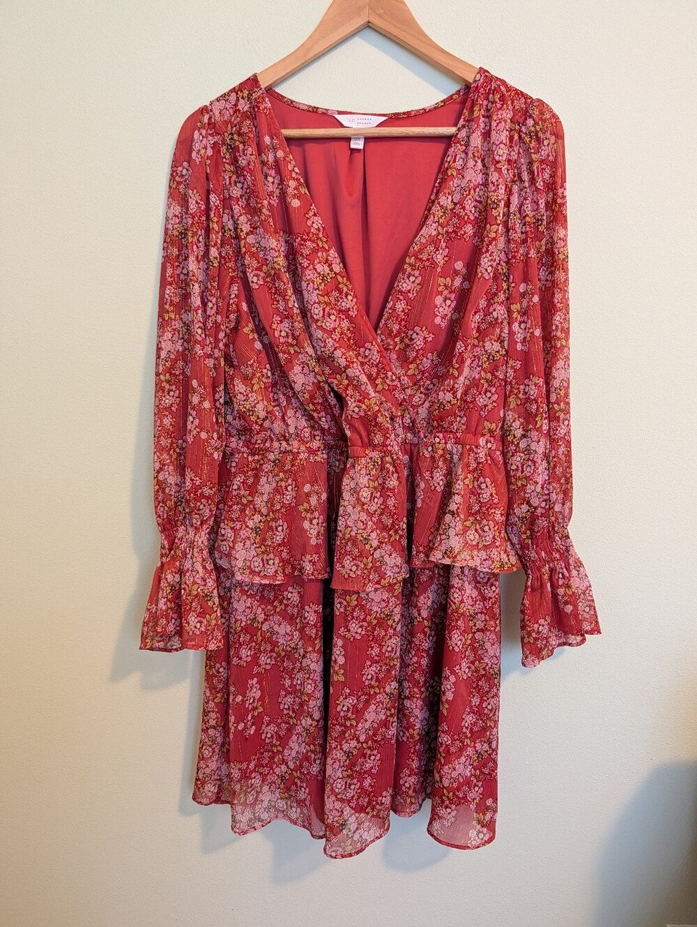 LC Lauren Conrad Floral Shimmer s Dress Women’s Plus 0X Boho Western